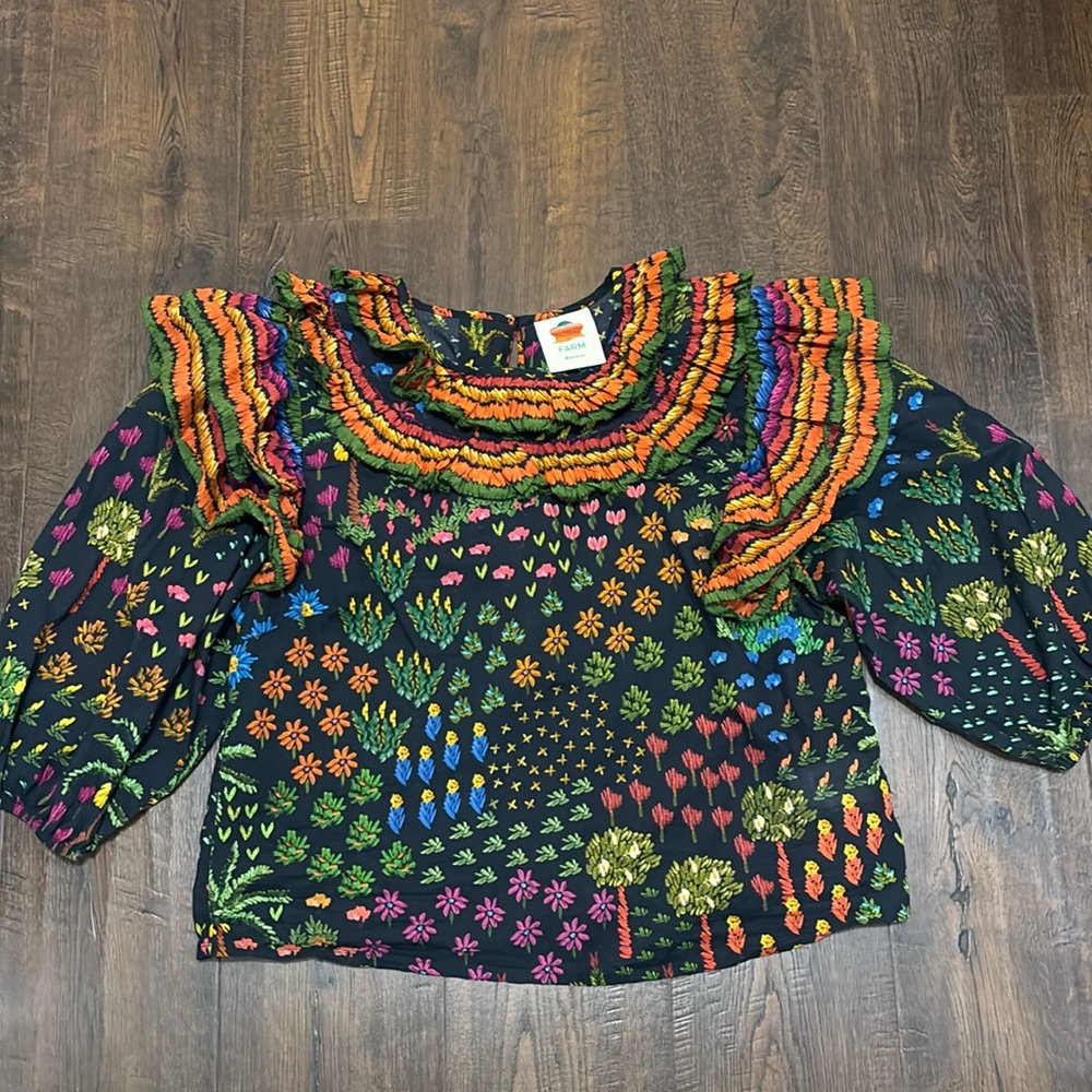 Farm Rio blouse with ruffles